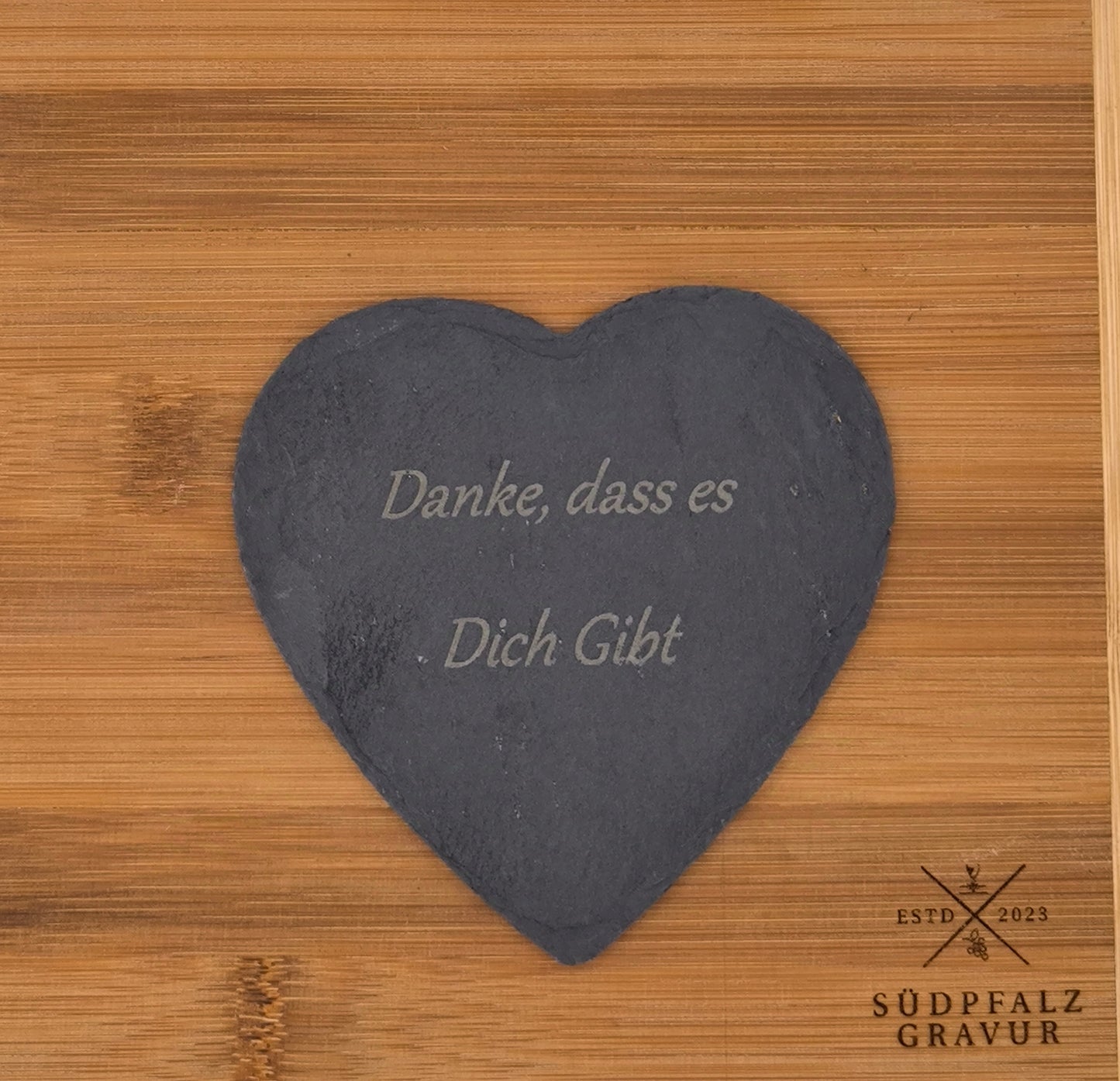 Herz Schieferplatte mit Text (personalisiert)