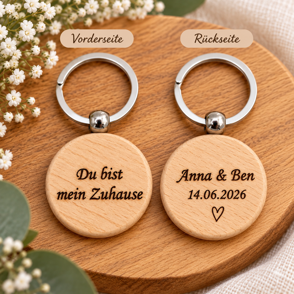Schlüsselanhänger mit Wunschtext